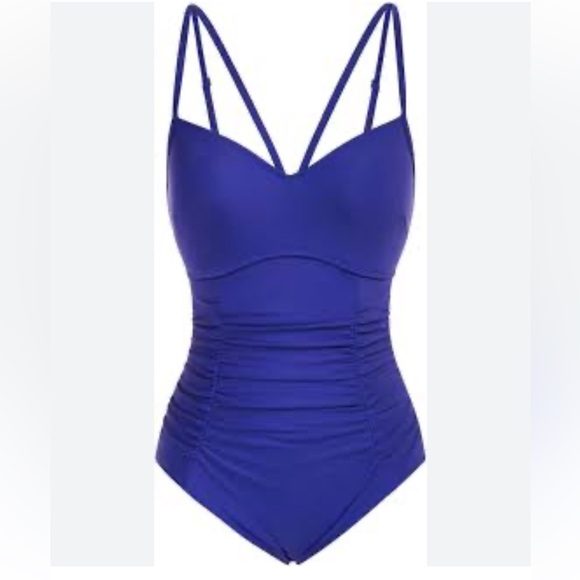 Grace Karin Other - GRACE KARIN blue one piece ruched middle tummy control swimsuit size M NWT